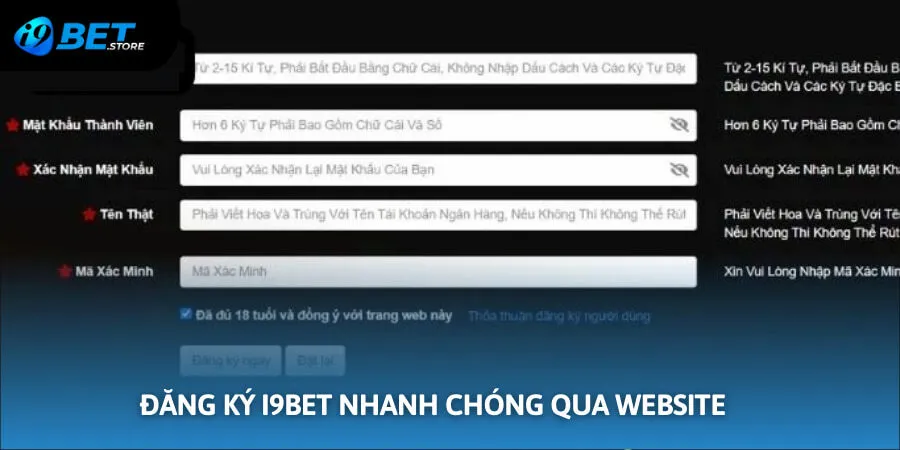 Đăng ký I9BET trên website bằng thiết bị cá nhân tiện lợi